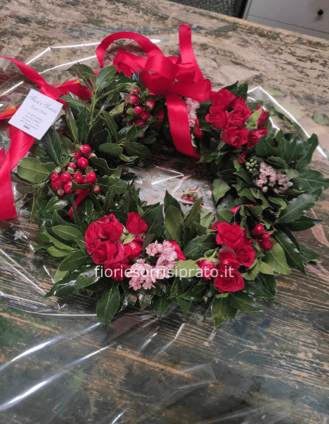 CORONA D'ALLORO CON FIORI MISTI