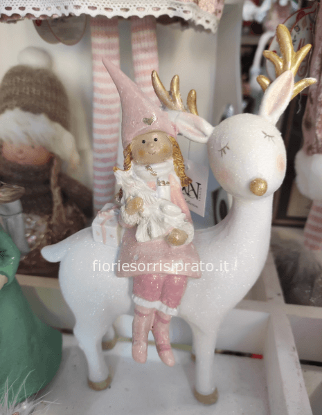 Bambina rosa con renna gitter misura grande