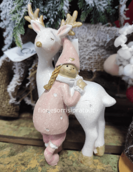 Bambina rosa con renna glitter misura piccola