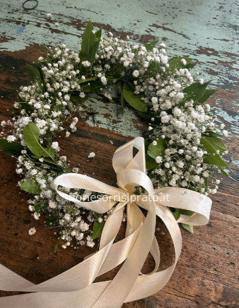 Corona d'alloro con gypsophila