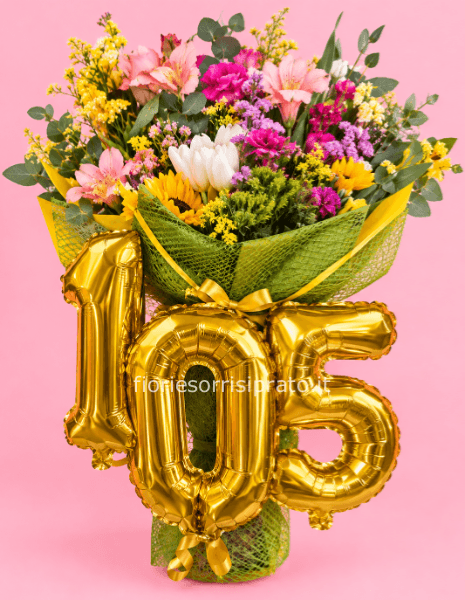 BOUQUET DI FIORI CON PALLONCINI