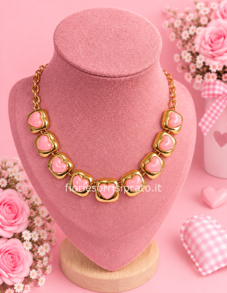 COLLANA CUORI ROSA