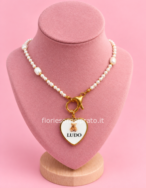 CIONDOLO CUORE TEDDY PERSONALIZZATO